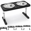 Amiableamable Adjustable Height Raised Pet Stand Feeder with 2 Stainless Steel Bowls AM3286233